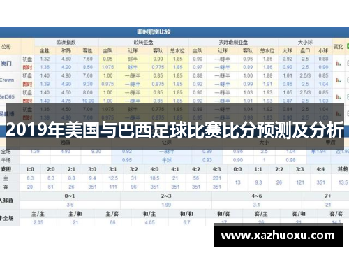 2019年美国与巴西足球比赛比分预测及分析